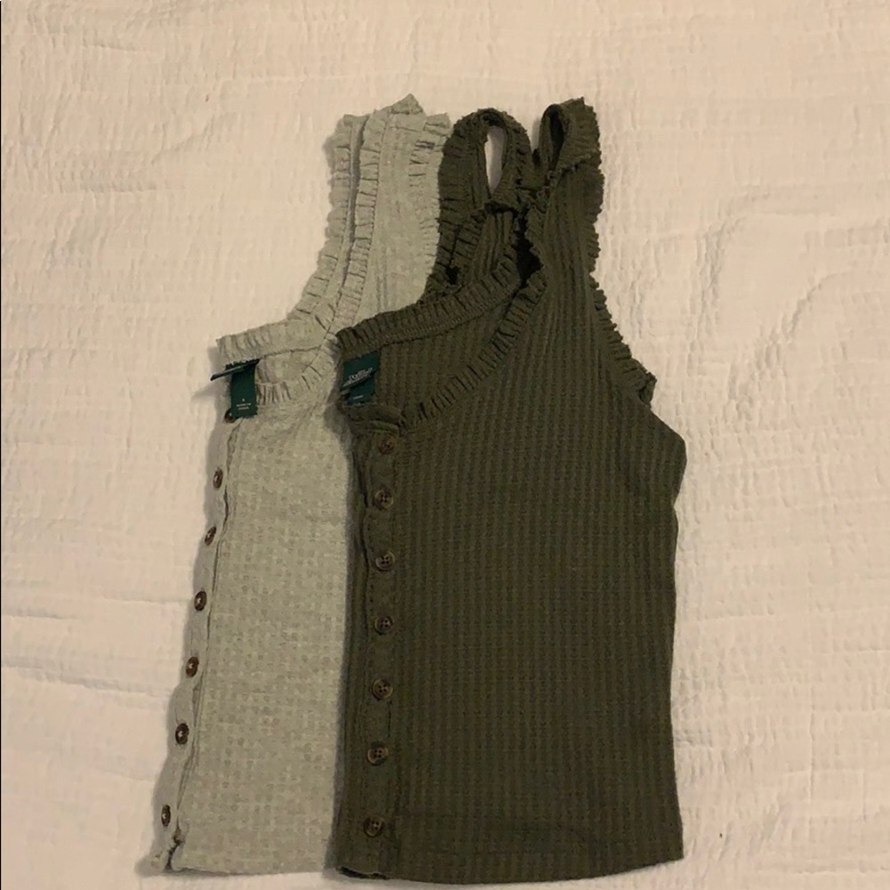 Waffle knit crop tank tops
